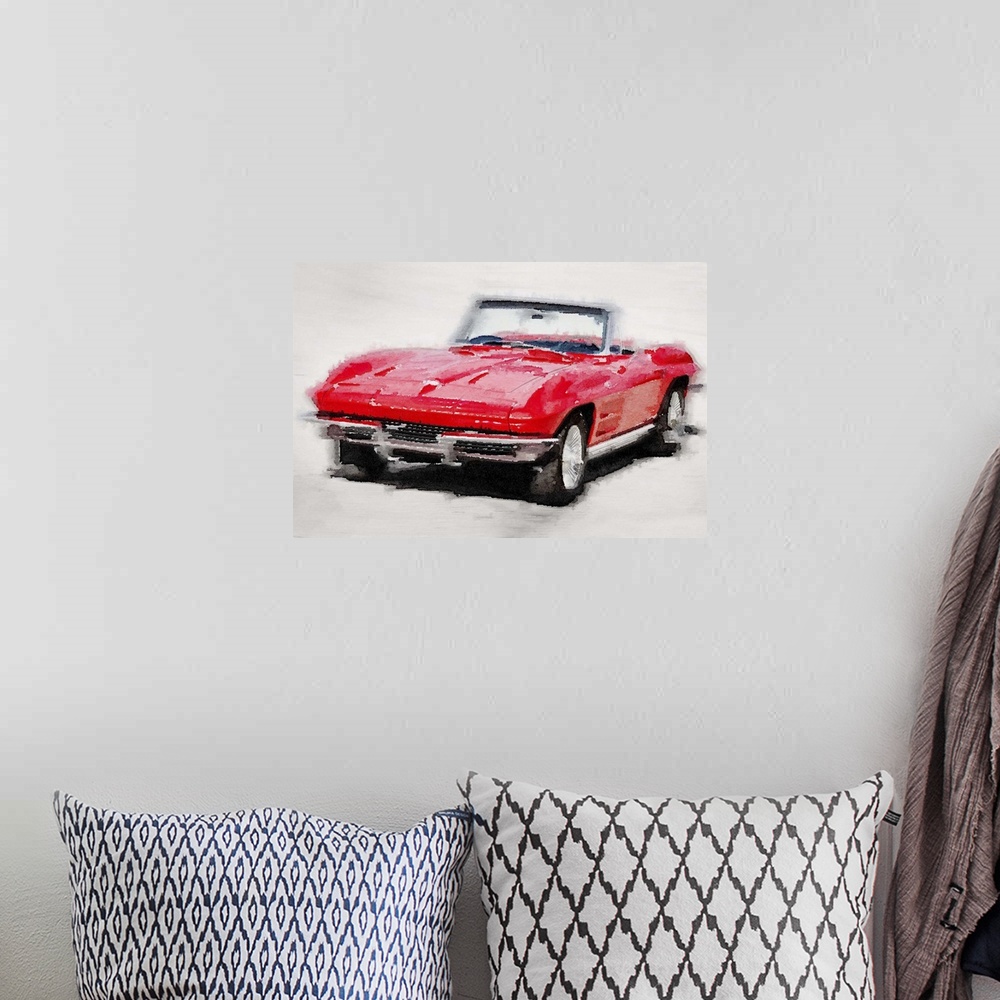 A bohemian room featuring 1964 Corvette Stingray Watercolor