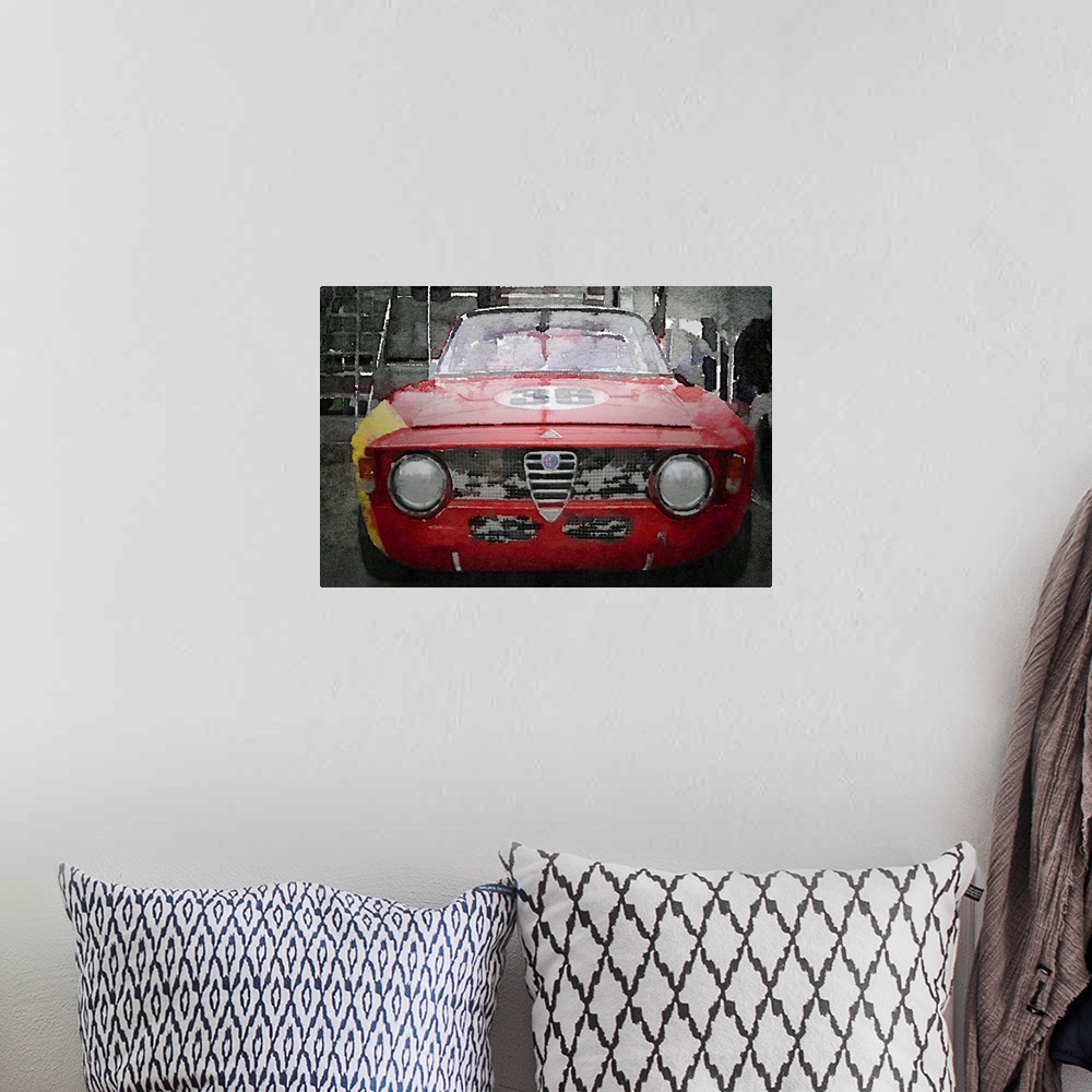 A bohemian room featuring 1967 Alfa Romeo GTV Watercolor