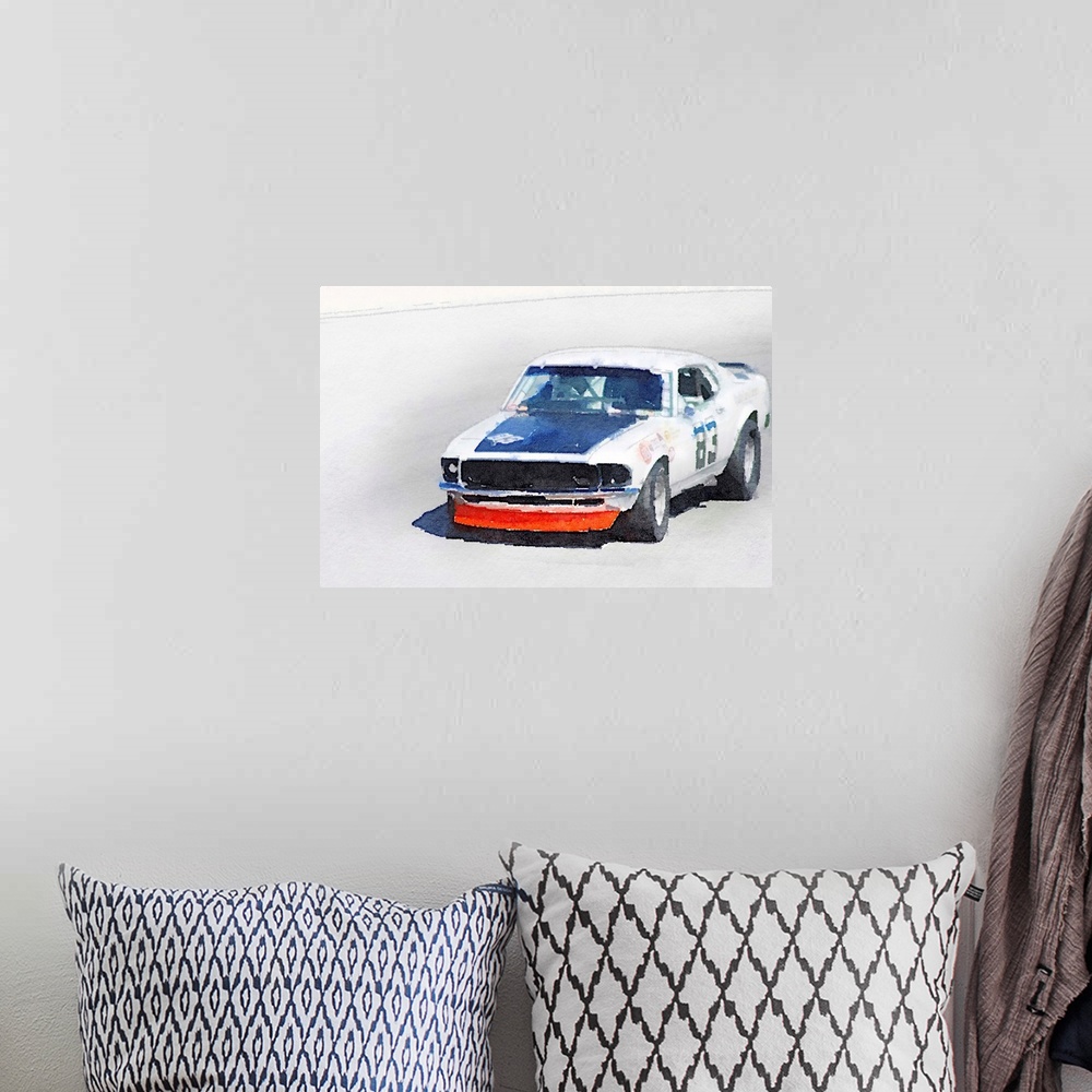 A bohemian room featuring 1971 Ford Mustang Watercolor