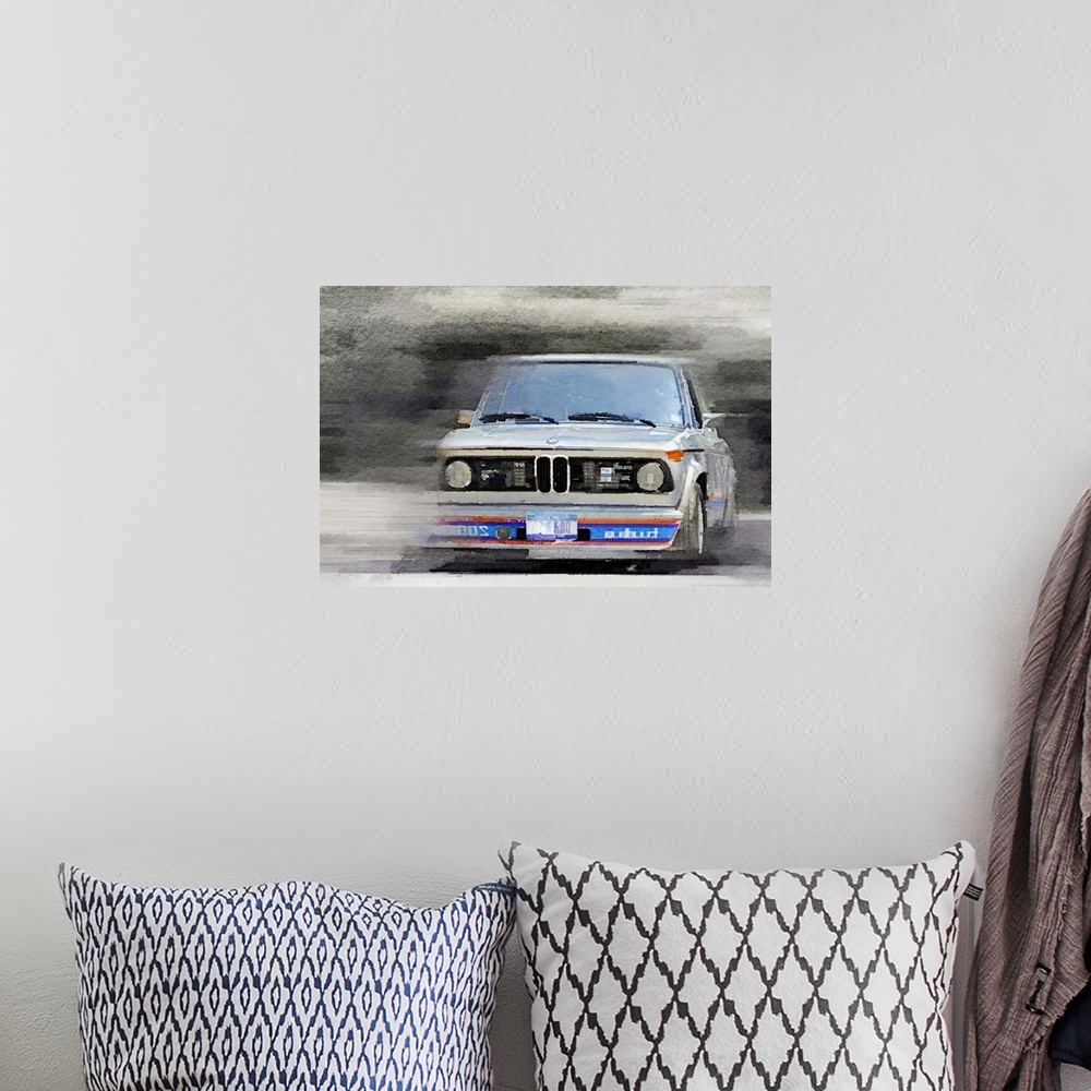 A bohemian room featuring 1974 BMW 2002 Turbo Watercolor