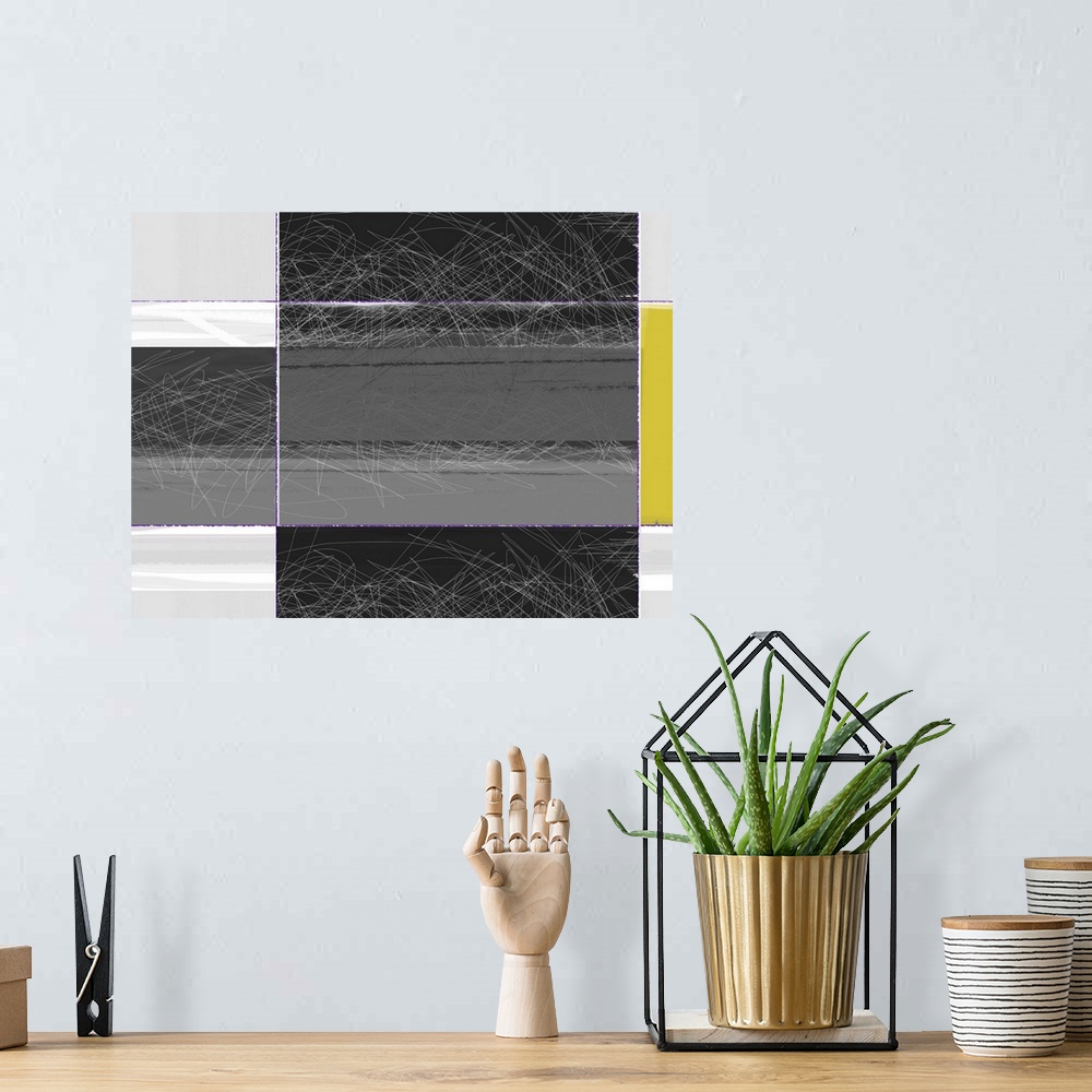 A bohemian room featuring Abstract Grey And Yellow