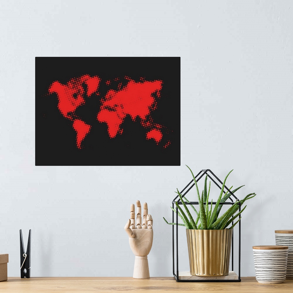 A bohemian room featuring Dotted Red World Map