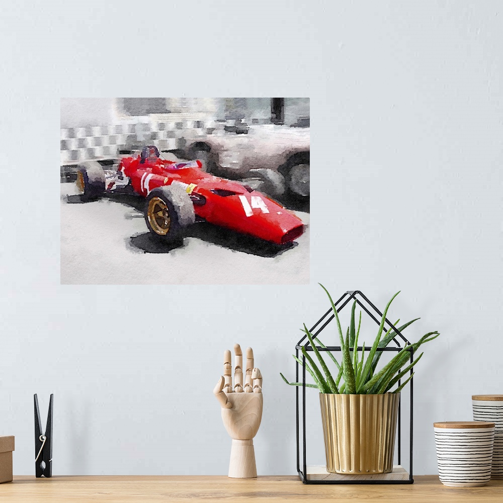 A bohemian room featuring Ferrari 312 Laguna Seca Watercolor