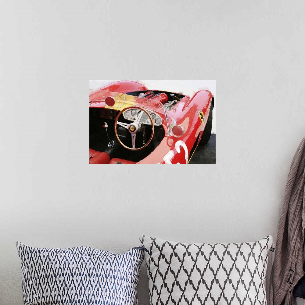 A bohemian room featuring Ferrari Cockpit Monterey Watercolor