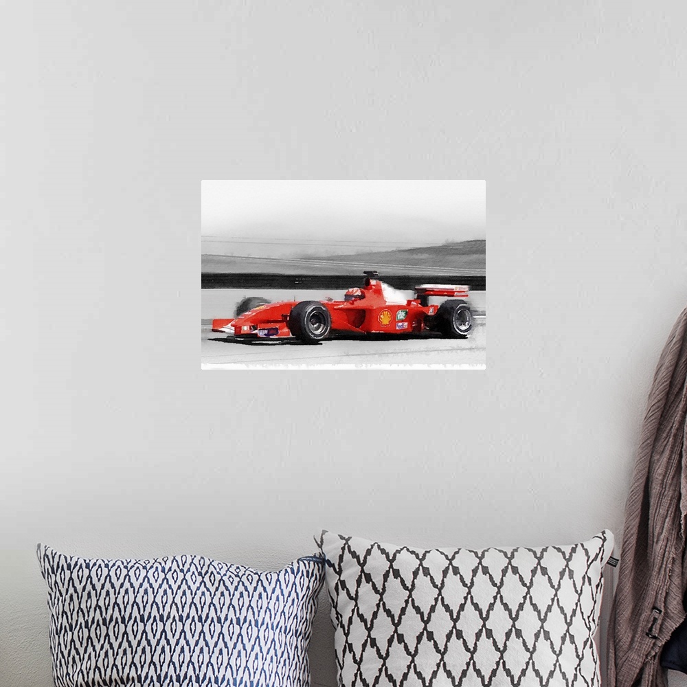 A bohemian room featuring Ferrari F1 Laguna Seca Watercolor