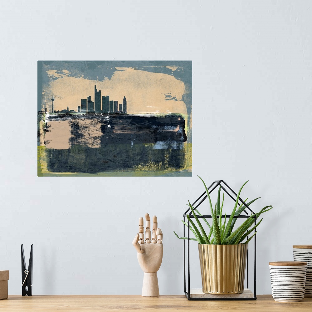A bohemian room featuring Frankfurt Abstract Skyline II