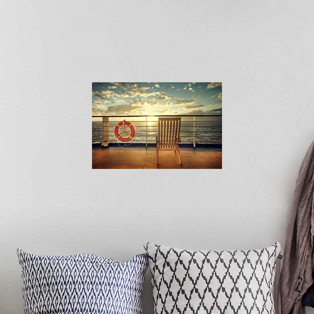 A bohemian room featuring Cruise Ship Deck Chair and Sunset