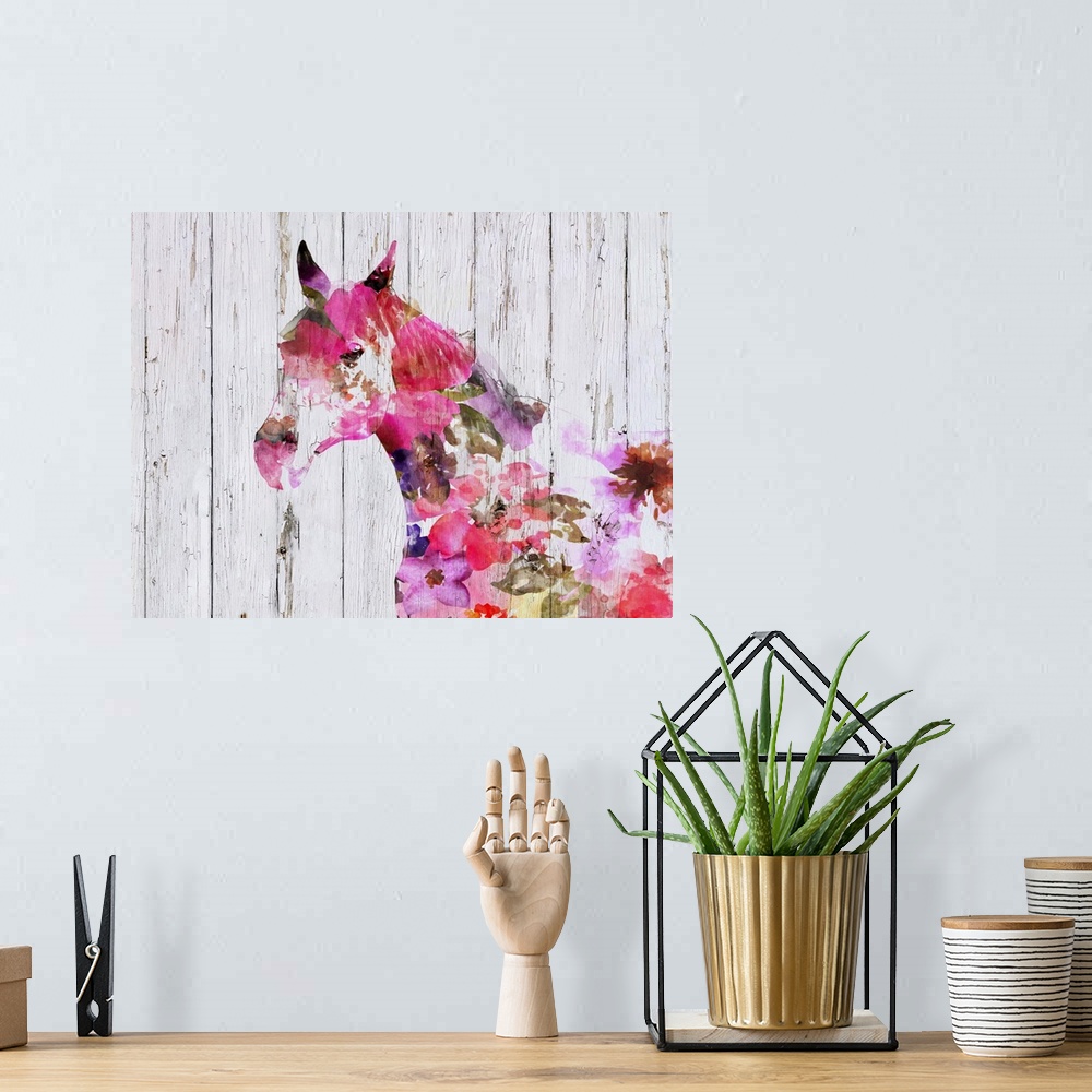 A bohemian room featuring Fabulous Floral Horse