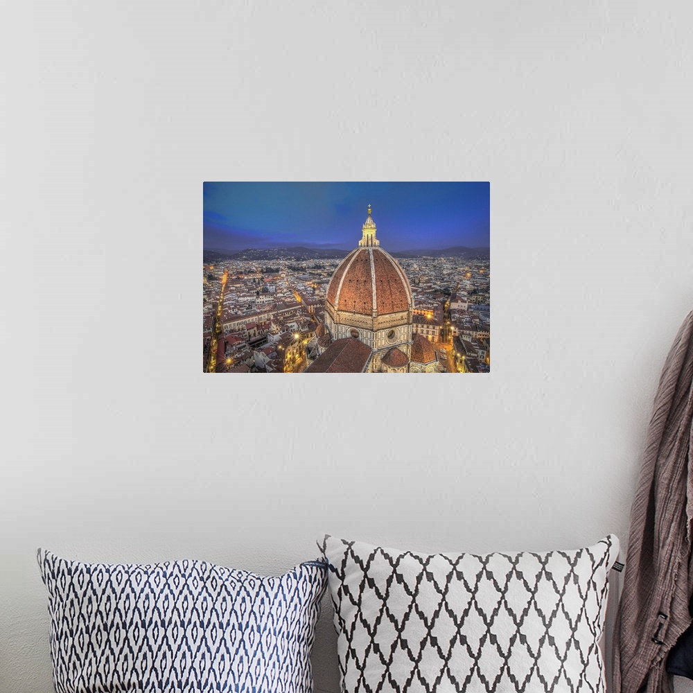 A bohemian room featuring Vibrant photograph of the Santa Maria del Fiore Cathedral in Florence, Italy.
