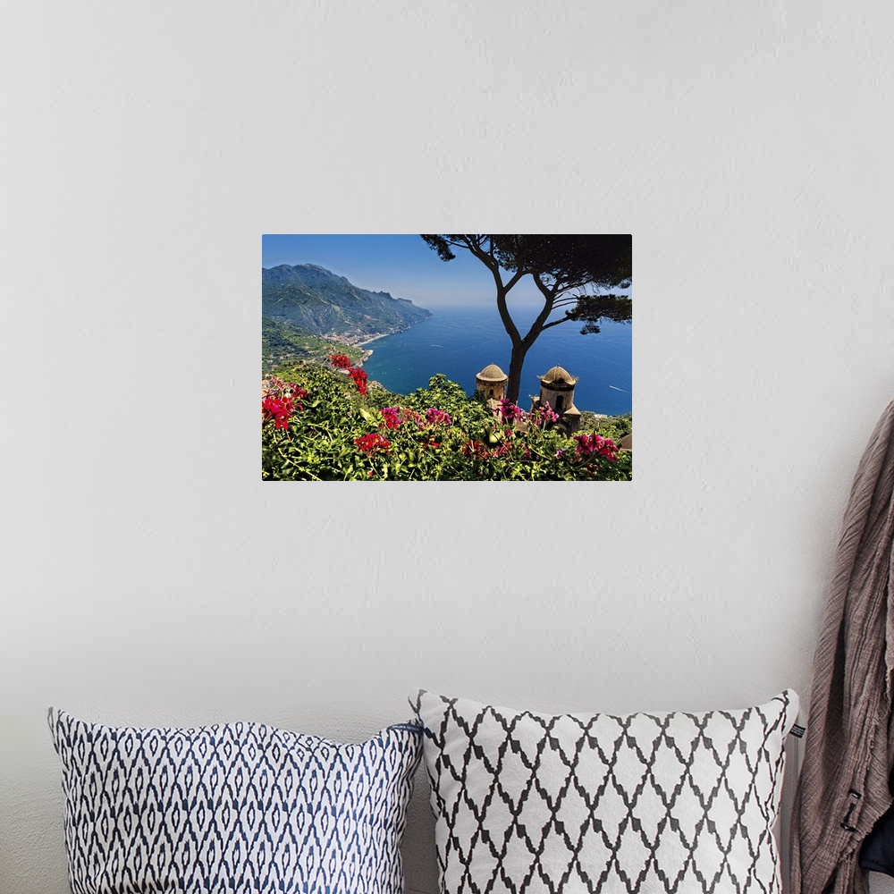 A bohemian room featuring Scenic Vista of the Amalfi Coast at Ravello, Campania, Italy.