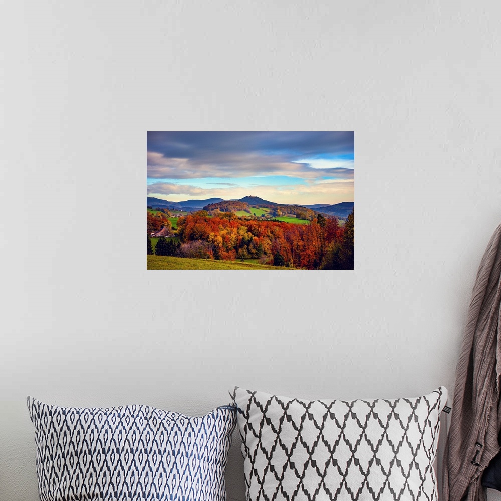 A bohemian room featuring Hilly landscape in autumn