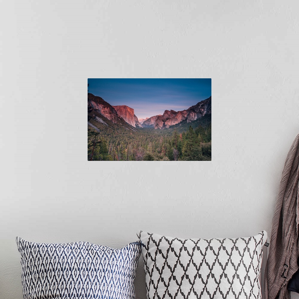 A bohemian room featuring Half Dome in sunset from Tunnel View of Yosemite National Park, California.