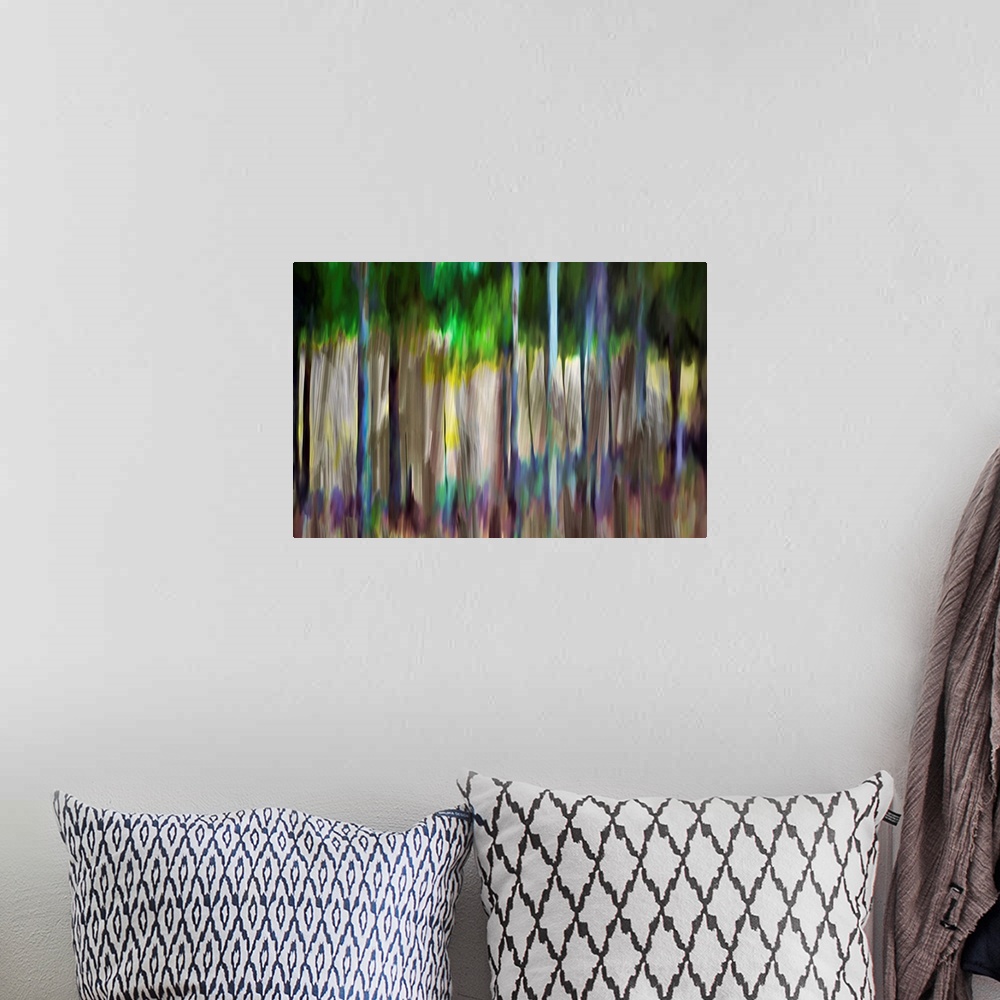 A bohemian room featuring Abstract image of a group of trees and flowers in Summer. The light was bright and brought out al...