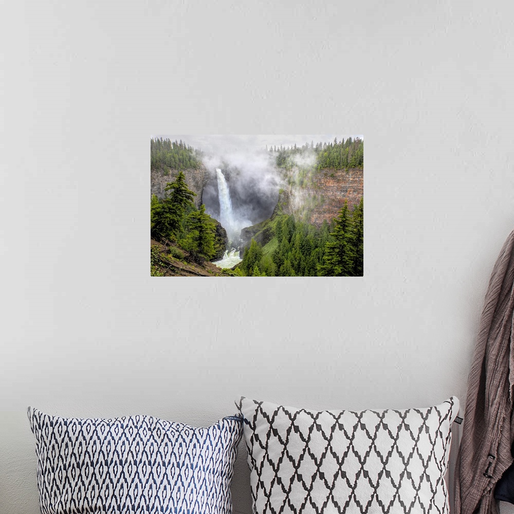 A bohemian room featuring Helmcken Falls at Wells Grey Park, BC