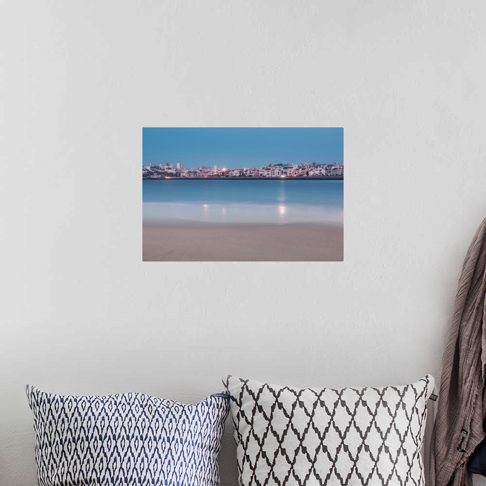 A bohemian room featuring Long exposure of Marina district, San Francisco, during the blue hour of sunset.