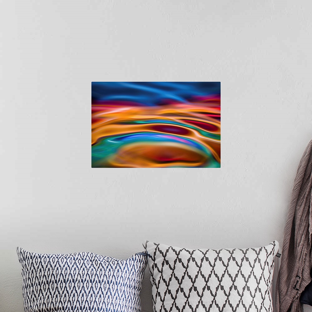 A bohemian room featuring Abstract interpretation of the colorful springs in Yellowstone National Park
