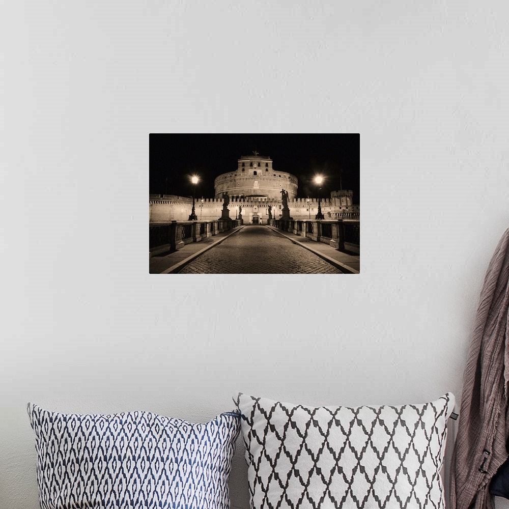 A bohemian room featuring Low Angle Nighttime View of the Castle of the Holy Angel, Rome