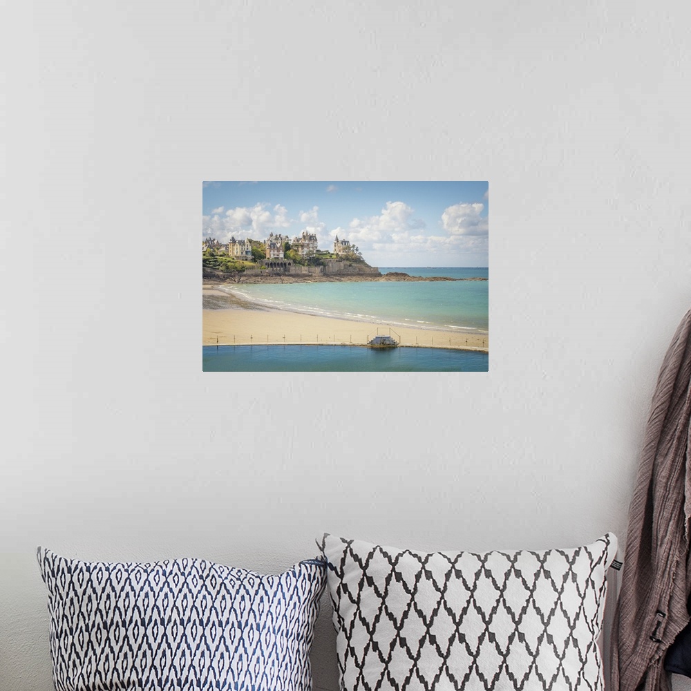 A bohemian room featuring The large beach of Dinard city in brittany, cotes d'armor area in france.