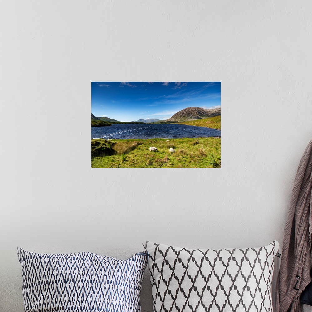 A bohemian room featuring Ireland landscape with lake and mountain