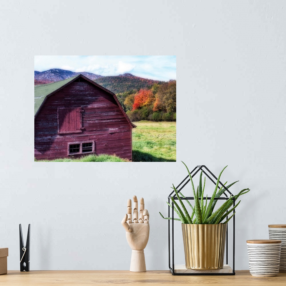 A bohemian room featuring Old Barn in the Adirondacks during Fall Season, New York State.