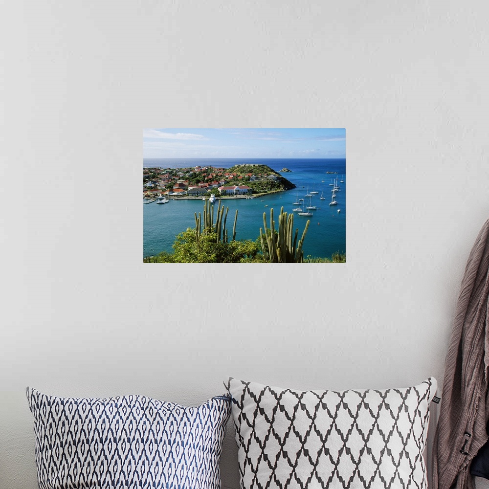 A bohemian room featuring Birds-eye view of Port of Gustavia, Saint Barth, West Indies.