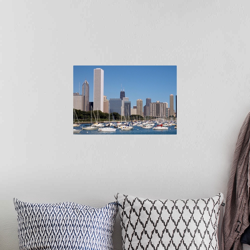 A bohemian room featuring Marina Skyline, Chicago, Illinois, USA