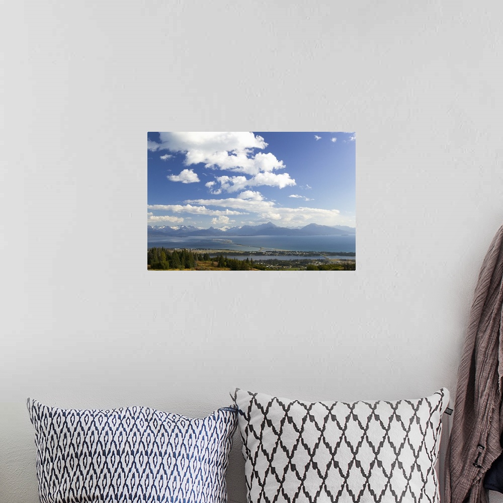 A bohemian room featuring Cloudy sky over mountains, Kenai Mountains, Kachemak Bay, Kenai Peninsula, Homer, Alaska