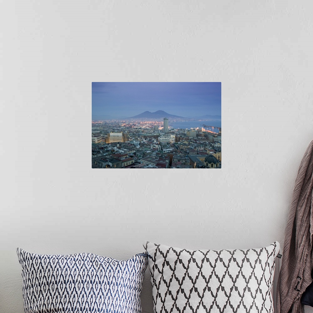 A bohemian room featuring High angle view of a city, Mt Vesuvius, Naples, Campania, Italy