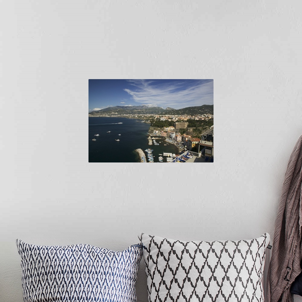 A bohemian room featuring High angle view of a town at the waterfront, Marina Grande, Sorrento, Naples, Campania, Italy
