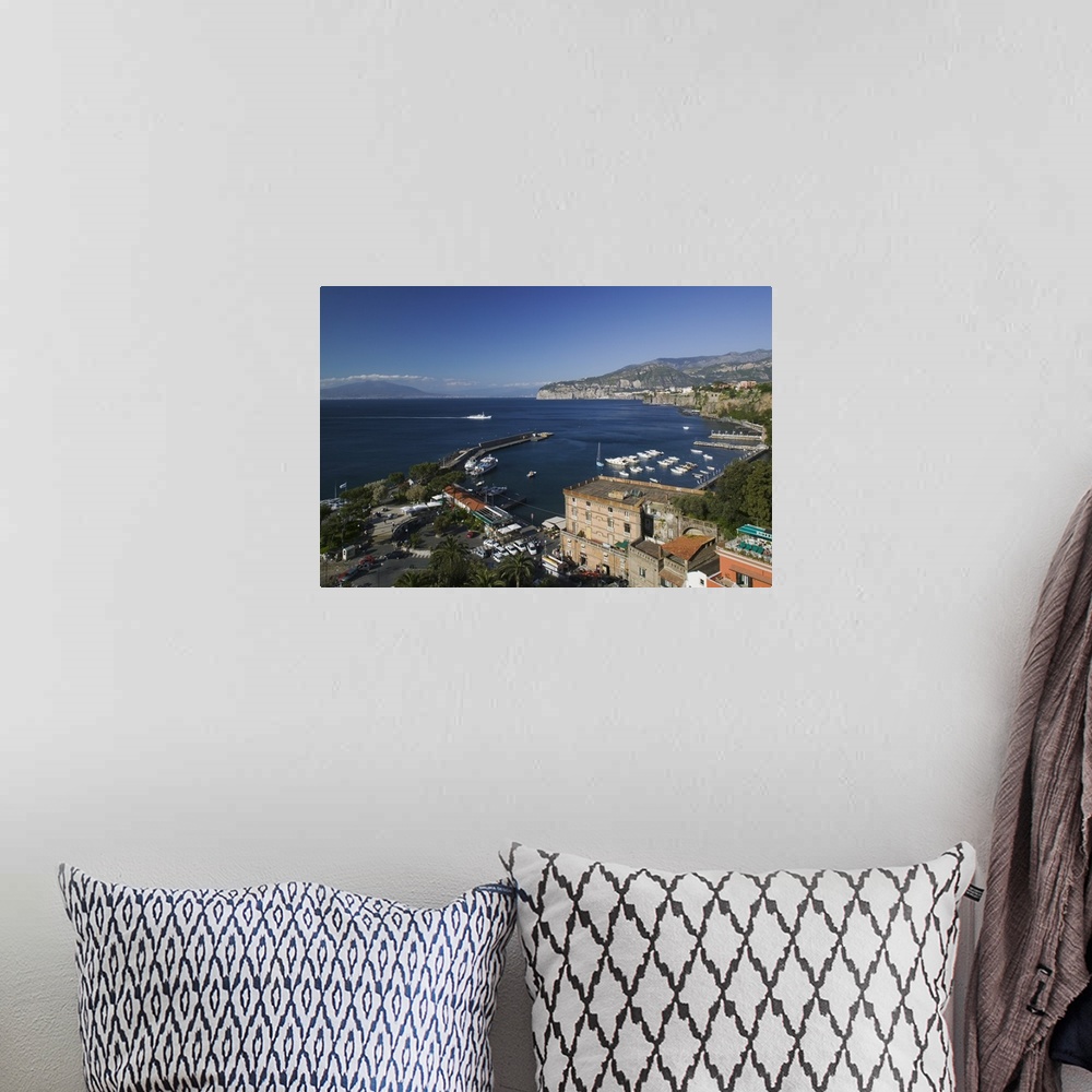A bohemian room featuring High angle view of a town, Marina Piccola, Sorrento, Naples, Campania, Italy