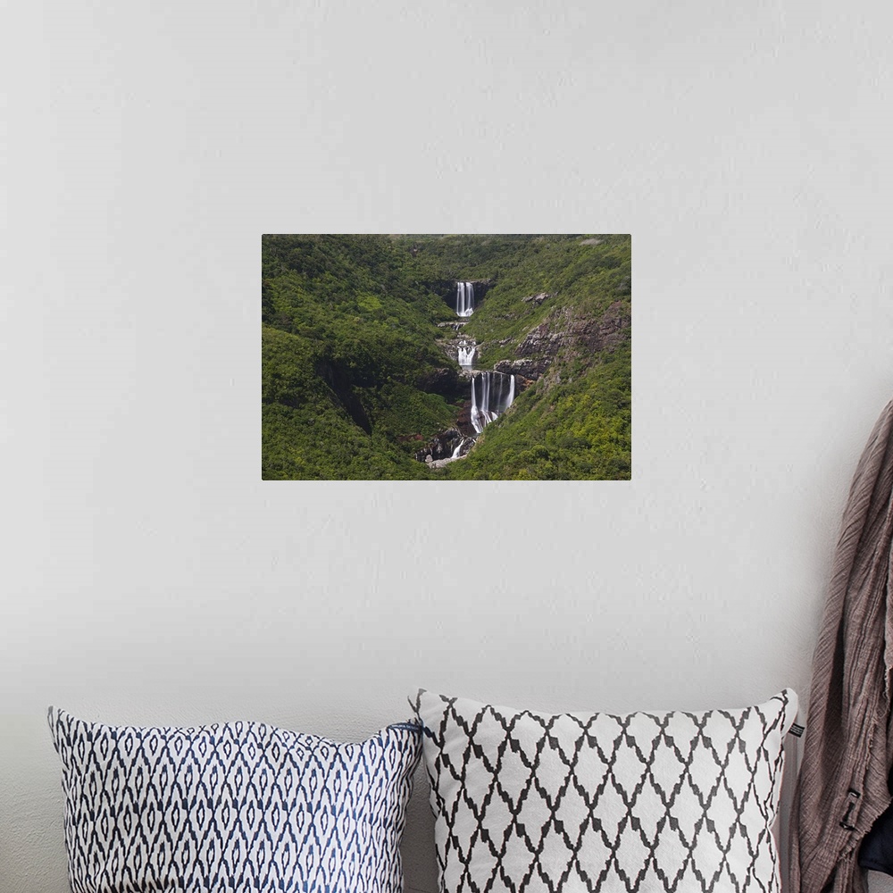 A bohemian room featuring Low angle view of a waterfall, Tamarind Falls, Mare Aux Vacoas, Mauritius