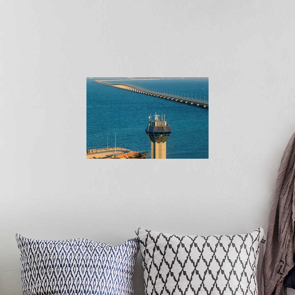 A bohemian room featuring Observation tower and causeway in the sea, King Fahd Causeway, Bahrain