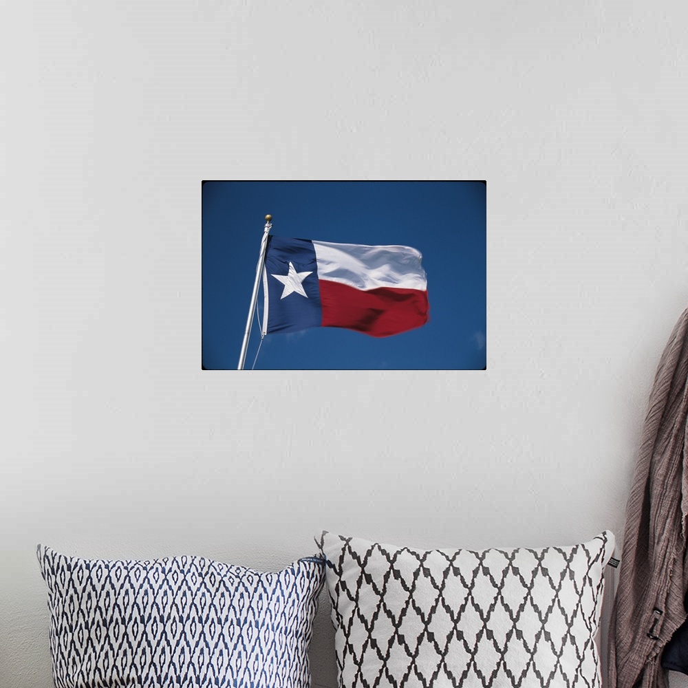 A bohemian room featuring Texas State Flag