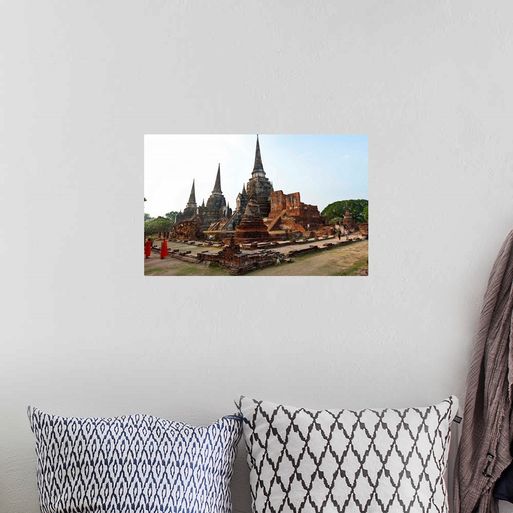 A bohemian room featuring Three stupas of Buddhist temple, Wat Phra Si Sanphet, Ayuthaya, Thailand