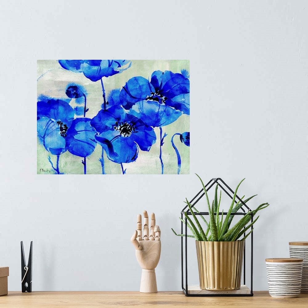 A bohemian room featuring Amalfi Poppies - Blue