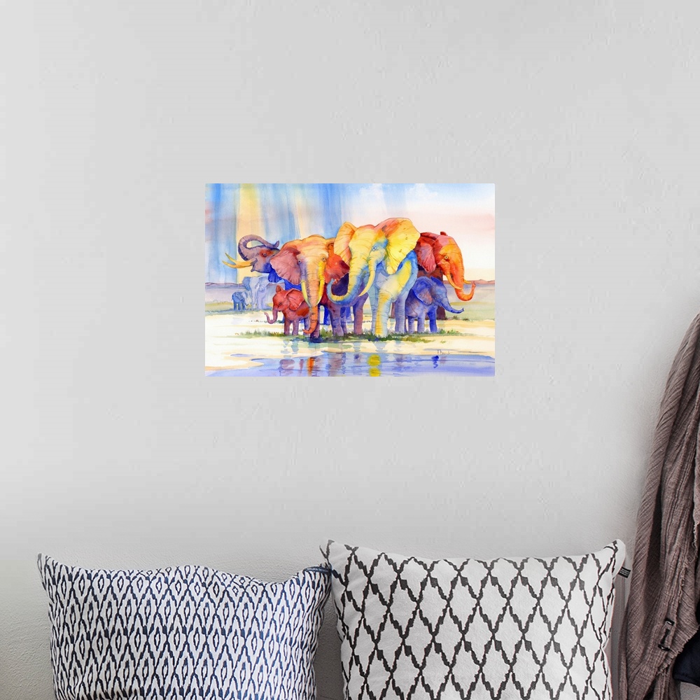 A bohemian room featuring Colorful Herd