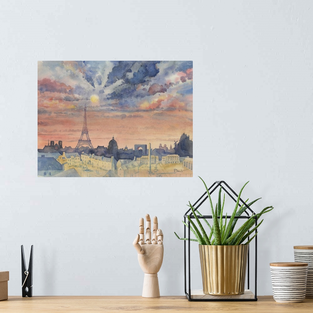A bohemian room featuring Paris Skyline at Sunset