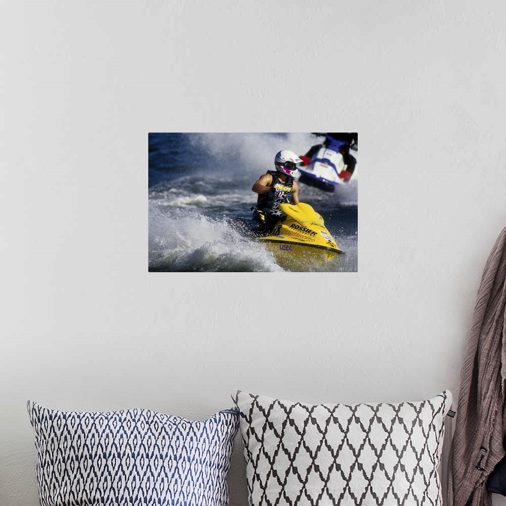 A bohemian room featuring Jet skier in action