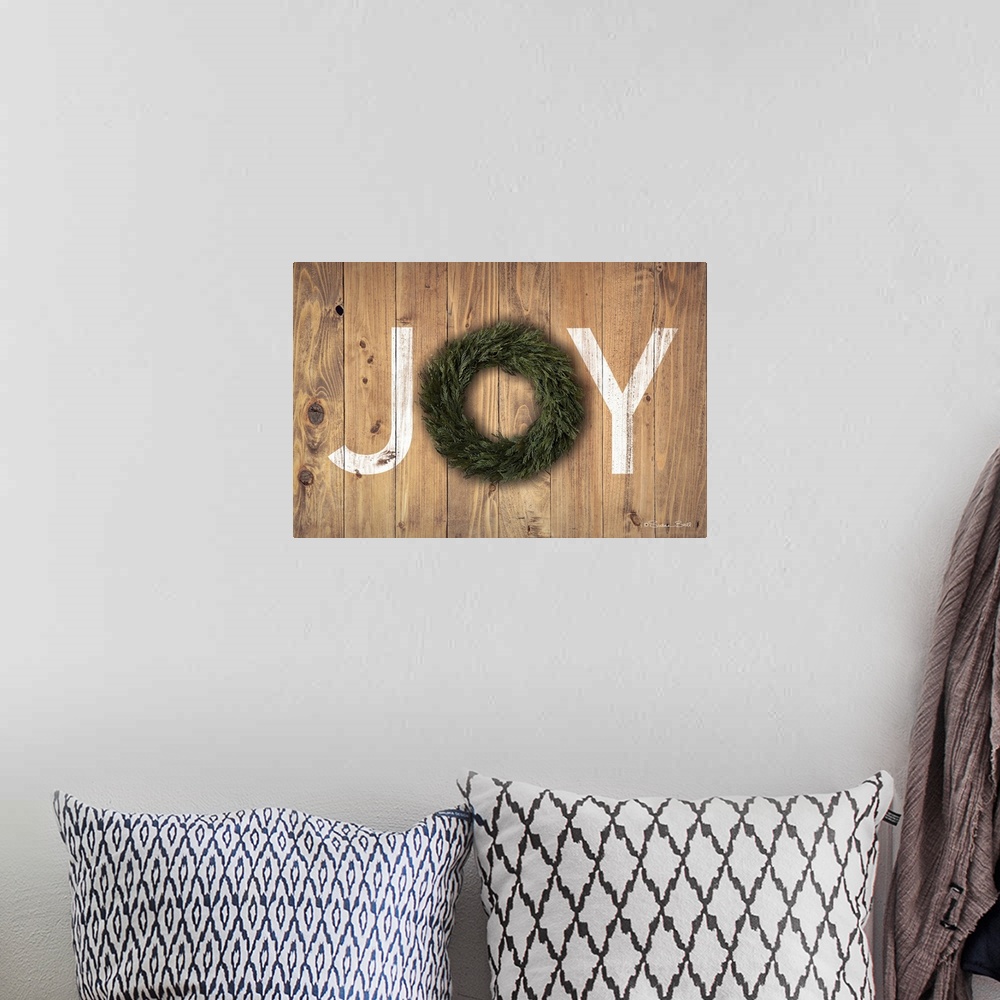 A bohemian room featuring Joy Cedar Wreath
