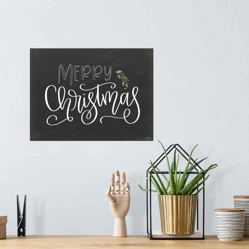 A bohemian room featuring Merry Christmas Chalkboard
