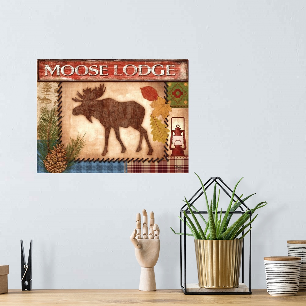 A bohemian room featuring Cabin decor artwork perfect for roughing it in the woods.