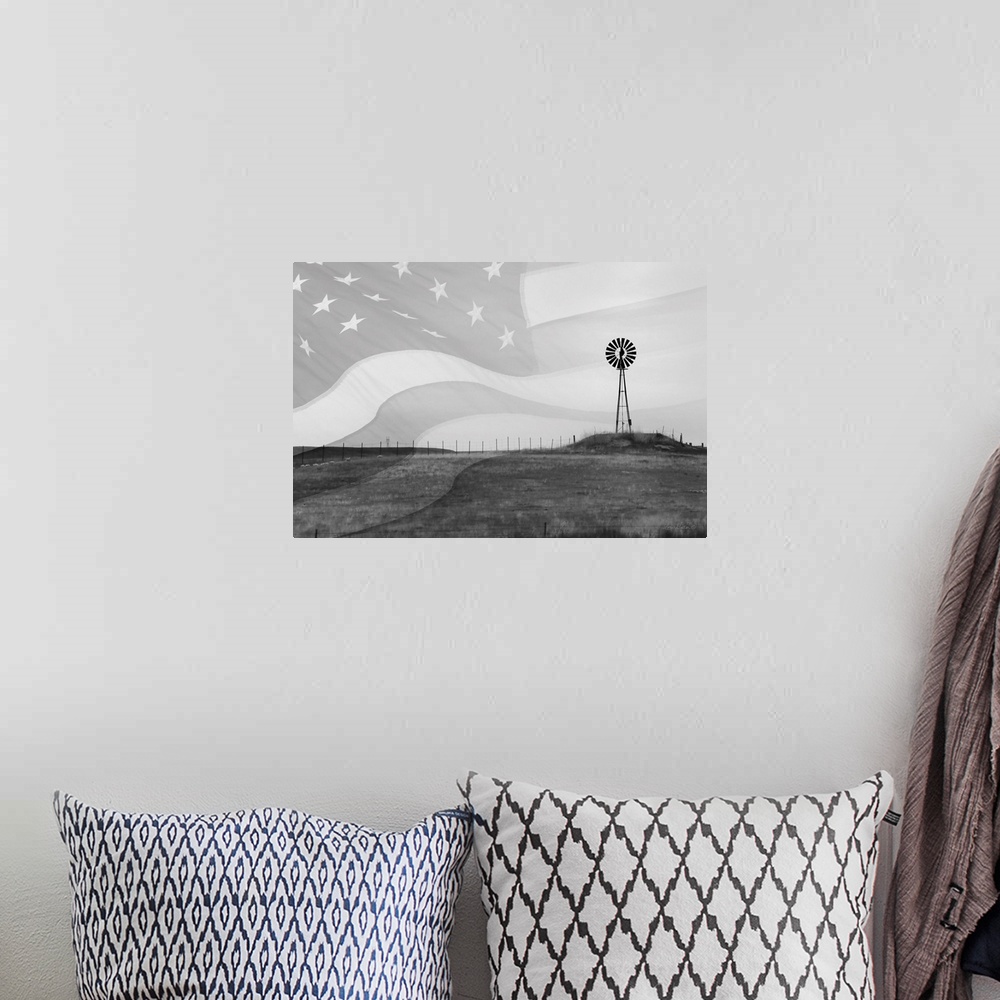 A bohemian room featuring Patriotic Windmill