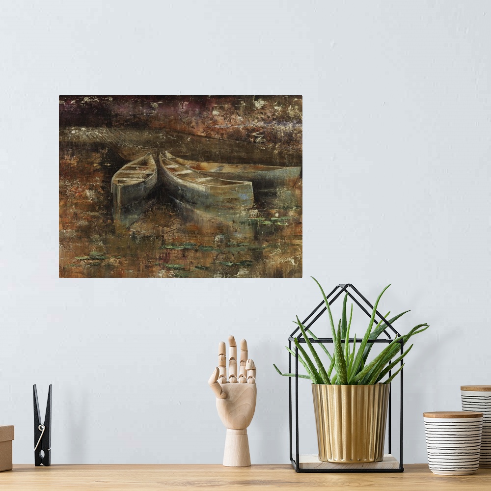 A bohemian room featuring Canoes
