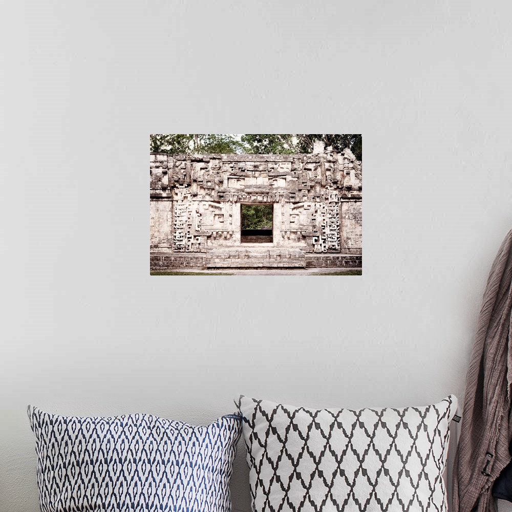A bohemian room featuring Photograph of the Hochob Mayan Pyramids in Campeche, Mexico. From the Viva Mexico Collection.