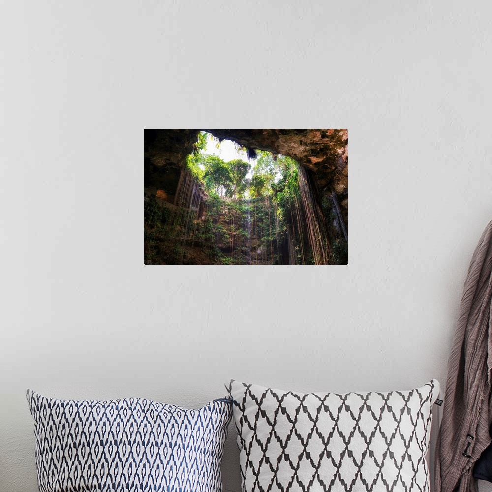 A bohemian room featuring Photograph of the Ik-Kil cenote in Mexico from the bottom looking up. From the Viva Mexico Collec...