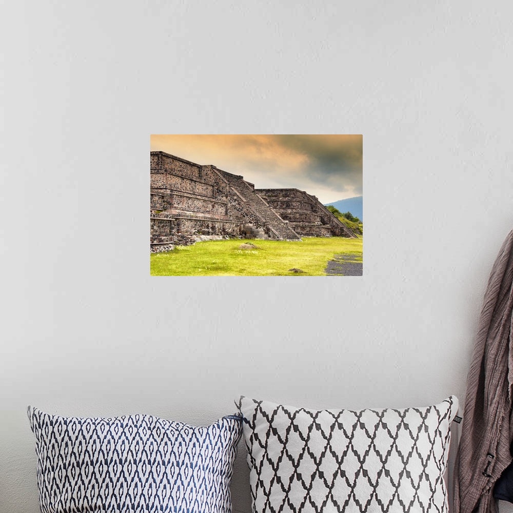 A bohemian room featuring Photograph of the Teotihuacan Pyramids, Mexico. From the Viva Mexico Collection.