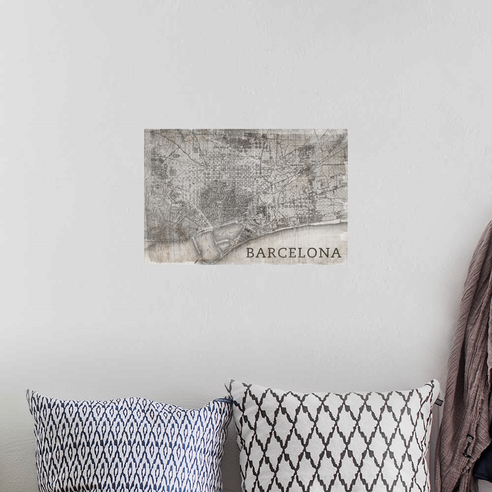 A bohemian room featuring Map Barcelona Beige