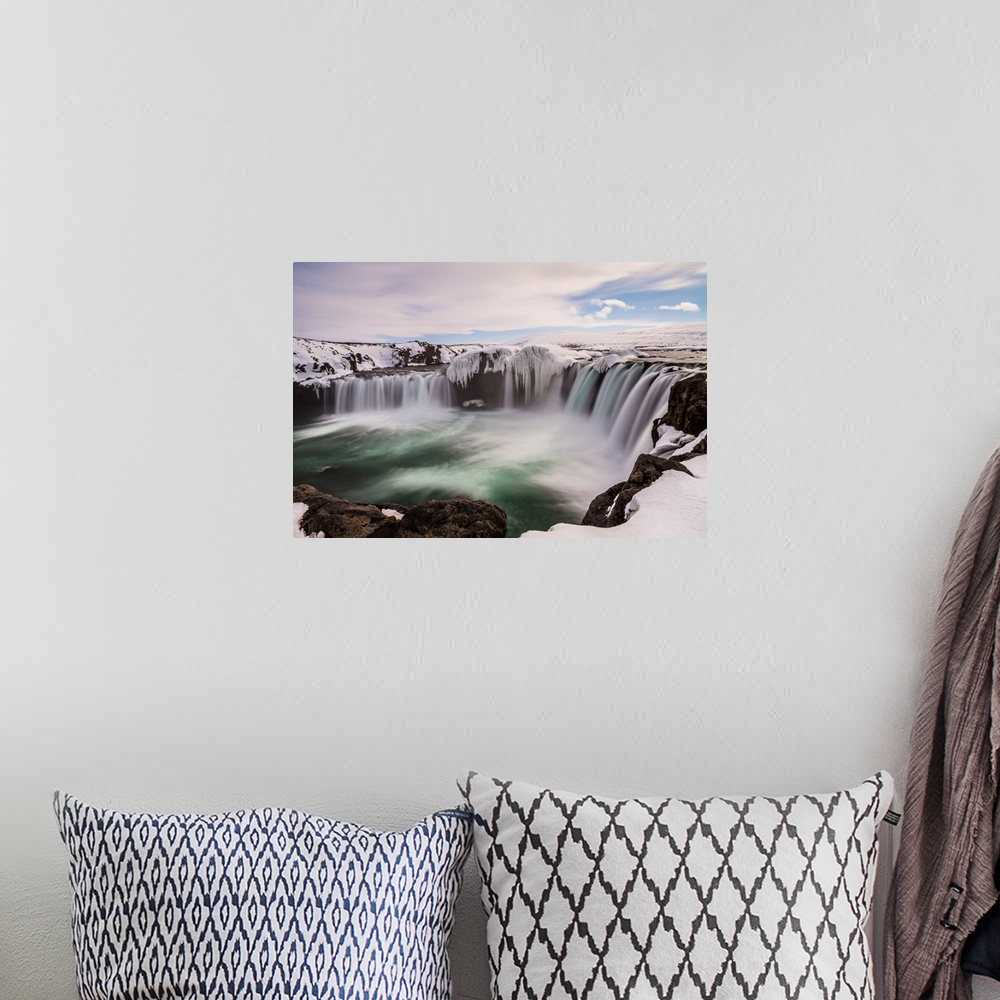 A bohemian room featuring The Godafoss (Icelandic: waterfall of the gods or waterfall of the godi) is one of the most spect...