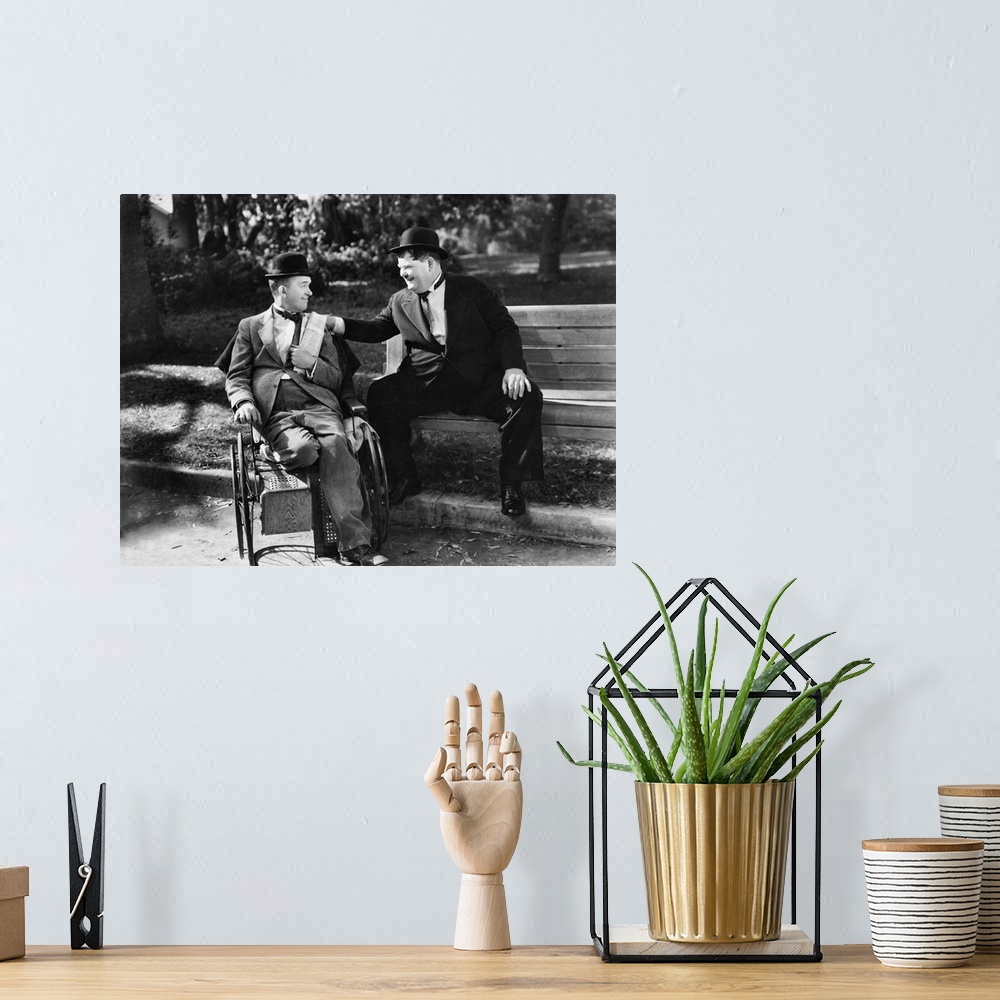 A bohemian room featuring Laurel and Hardy B&W Blockheads 2