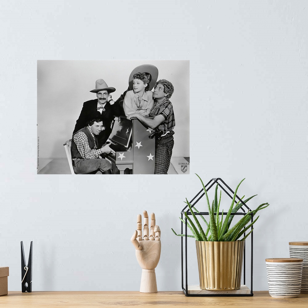 A bohemian room featuring Marx Brothers B&W Go West 5